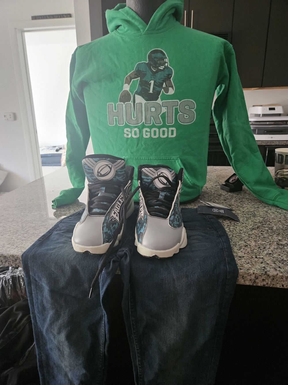 Kids Green Hoodie - "Hurts So Good" Graphic Pullover